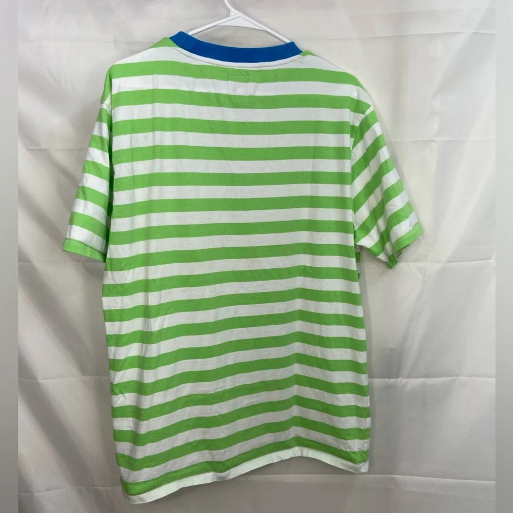 Vintage GUESS Los Angeles men’s green white striped embroidered casual‎ shirt L - Picture 7 of 9